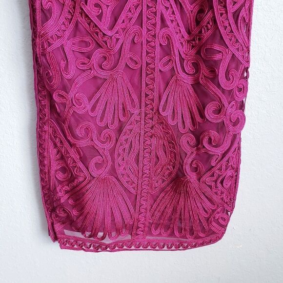JS Collections Soutache Embroidered Midi Dress in Berry - Picture 6 of 11
